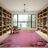 Blush Pink Floral Border Area Rug