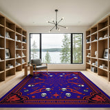 Purple Skulls Vines Area Rug