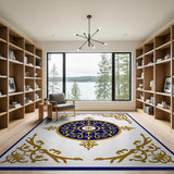 Navy Blue Gold Medallion Area Rug