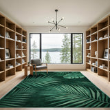 Lush Emerald Palm Monstera Leaf Area Rug
