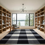 Rustic Farmhouse Black and White Black White Checkered Woven Area Rug