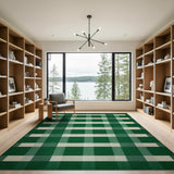 Emerald Green Checkered Plaid Area Rug