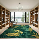 Multi-color and Patterns Lush Green Monstera Leaf Area Rug