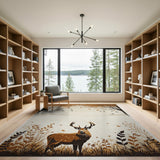 Majestic Autumn Deer Woodland Area Rug