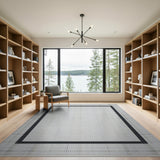 Black Border Grid Modern Area Rug