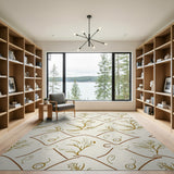 Golden Fish Herb Diamond Line Art Rug