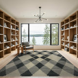 Black White Diamond Geometric Woven Area Rug