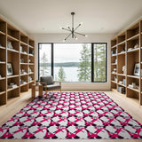 Bold Pink Black Geometric Modern Area Rug