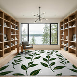Lush Green Leaves Pattern Floral Vintage Area Rug