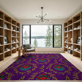 Purple Floral Orb Medallion Area Rug