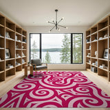 Pink Swirling Tribal Area Rug