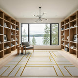 Gold Geometric Line Area Rug