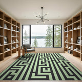 Mint Green Greek Key Maze Area Rug