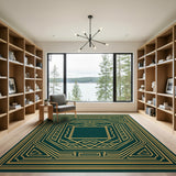 Emerald Green Art Deco Geometric Area Rug