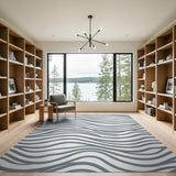 Grey Grey Wavy Abstract Area Rug