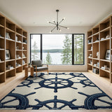 Nautical Ship Wheel Repeating Pattern Rug