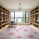 Vintage Pink Rose Swirl Floral Rug