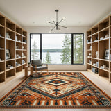 Orange Southwestern Diamond Geometric Rug