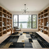 Gold Geometric Abstract Area Rug
