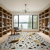 Gold Brown Splatter Abstract Area Rug