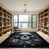 Ornate Floral Skull Area Rug