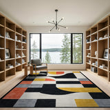 Bold Geometric Modern Area Rug in Multi-Color
