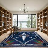 Nautical Kayak Anchor Coastal Area Rug