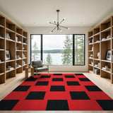 Bold Red Black Checkered Red Area Rug