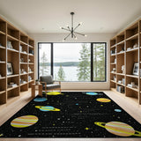 Cosmic Cartoon Planets Stars Area Rug