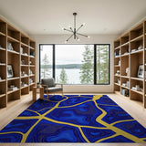 Deep Blue Agate Gold Vein Area Rug
