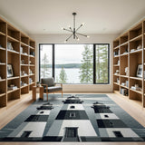 Triple Striped Lighthouses Black White Area Rug