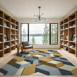 Modern Geometric Cube Stacked Area Rug