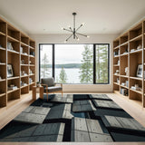 Stacked Concrete Grey Geometric Area Rug