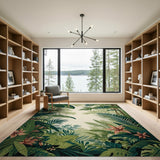 Lush Jungle Foliage Green Area Rug