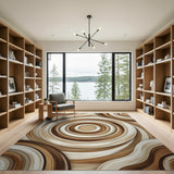 Brown Tan Geometric Abstract Area Rug