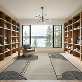 Abstract Organic Shapes Black Beige Area Rug