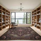 Purple Vintage Purple Mandala Floral Area Rug