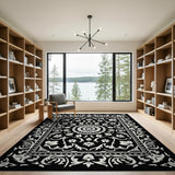 Black and White Floral Ornate Black White Persian Floral Area Rug