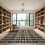 Heritage Tribal Beige Rug with Black N Grid Pattern