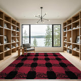 Red Distressed Red Black Buffalo Plaid Area Rug