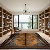 Burnt Orange Tiger Stripe Heritage Tribal Rug