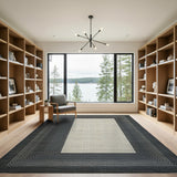 Black White Concentric Frame Area Rug
