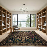 Multi-color and Patterns Ornate Teal Gold Floral Medallion Area Rug