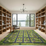Cartoon Town Neighborhood Map Area Rug