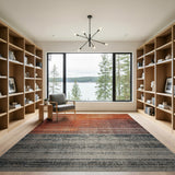 Burnt Orange to Grey Striped Distressed Area Rug