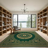 Emerald Green Gold Medallion Area Rug