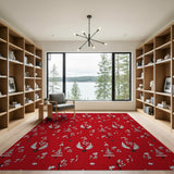 Festive Red Christmas Tree Silhouette Rug