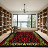 Ornate Red Scrollwork Persian Area Rug