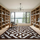 Interlocking Geometric Brown Tan Area Rug