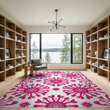 Pink Vibrant Pink Floral Bloom Area Rug